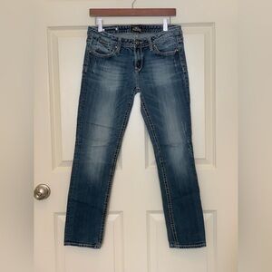 Rerock for Express Blue Distressed Skinny Jeans.      Size-10S.   Y2K